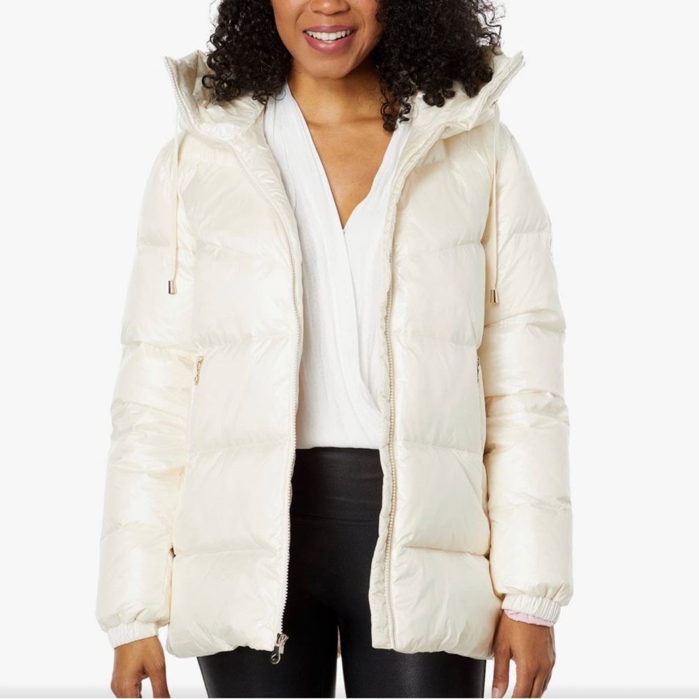 Kate Spade white and baby pink puffer